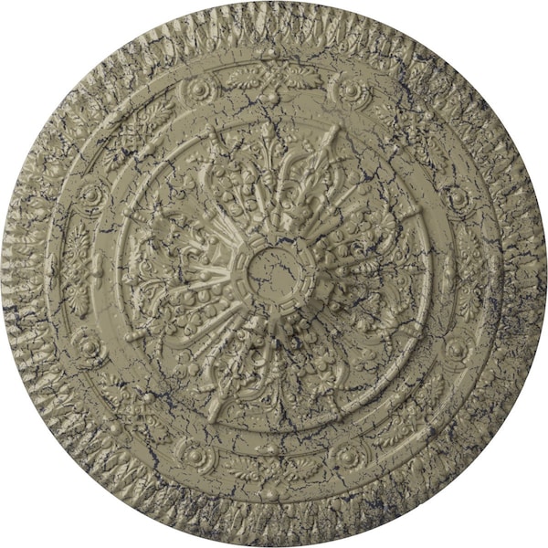 Ekena Millwork Naple Ceiling Medallion (Fits Canopies up to 3 3/8"), 37 1/2"OD x 3 3/8"P, Castle Stone Crackle CM37NACSC - main